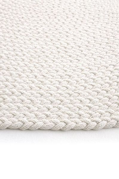 Lunox Beyaz Hasır Örgü Çift Taraflı Dokuma Yolluk Jüt Kilim Yuvarlak Banyo Paspası