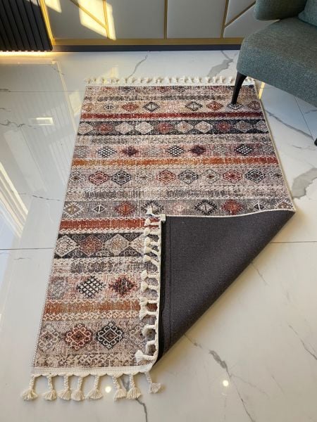 Halımax Dara Kaymaz Taban Örgü Saçaklı Multi Modern Halı 204