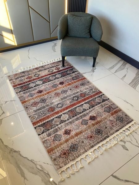 Halımax Dara Kaymaz Taban Örgü Saçaklı Multi Modern Halı 204