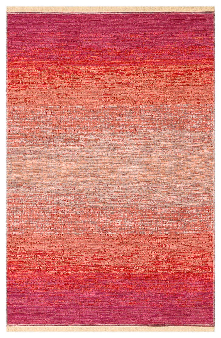 Eko Halı Kutnu KTN 01 Terra Pink Ombre Renk Geçişli Yıkanabilir Pamuk Dokuma Çift Taraflı Kilim