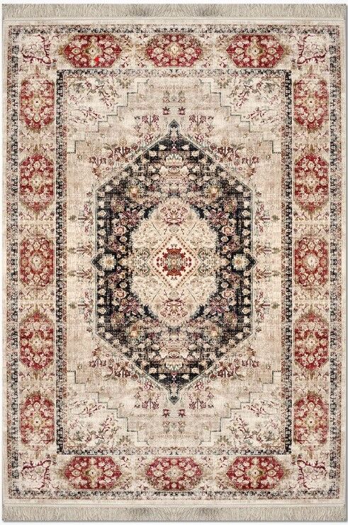 Crea Halı Albatros AE01 Vintage Eskitme Desen Yumuşak Tuşeli Etnik Dokuma Taban Etnik Salon Oturma Odası Halısı My Crea Home