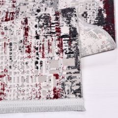 Crea Halı Stone Koleksiyonu 17131 Modern Makine Halısı Gri Kırmızı My Crea Home 80x200
