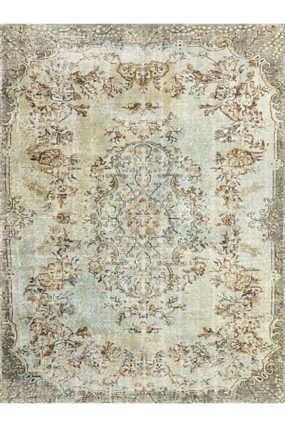 Drom Kaymaz Tabanlı Yıkanabilir Klasik Bej Geleneksel Motifli Etnik Salon ve Mutfak Halısı