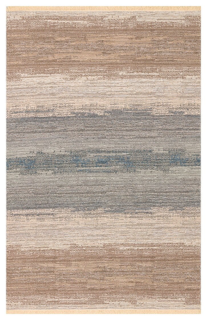 Eko Halı Kutnu 03 Beige Blue Ombre Renk Geçişli Yıkanabilir Pamuk Dokuma Çift Taraflı Kilim
