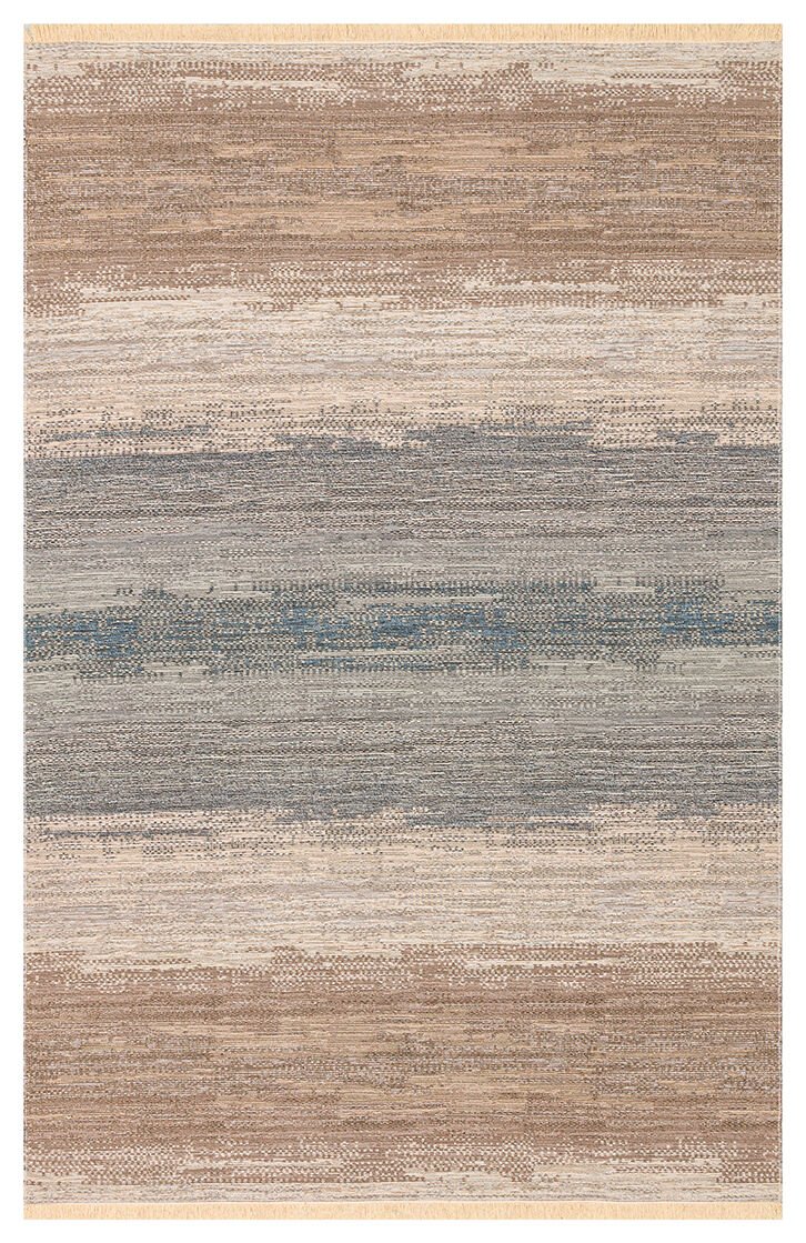 Eko Halı Kutnu 03 Beige Blue Ombre Renk Geçişli Yıkanabilir Pamuk Dokuma Çift Taraflı Kilim