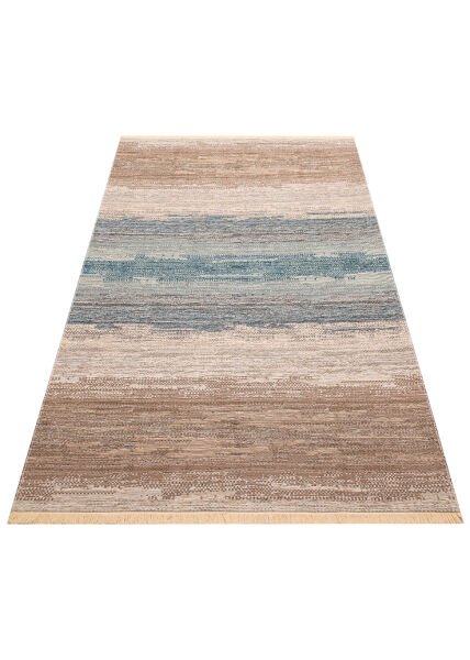 Eko Halı Kutnu 03 Beige Blue Ombre Renk Geçişli Yıkanabilir Pamuk Dokuma Çift Taraflı Kilim