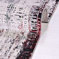 Crea Halı Stone Koleksiyonu 17131 Modern Makine Halısı Gri Kırmızı My Crea Home 100x300