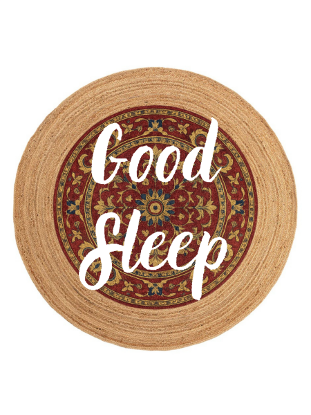 Snugh Yuvarlak Baskı Jüt Halı Makinede Yıkanabilir Çift Taraflı Doğal Good Sleep Retro Bohem Jüt Kilim