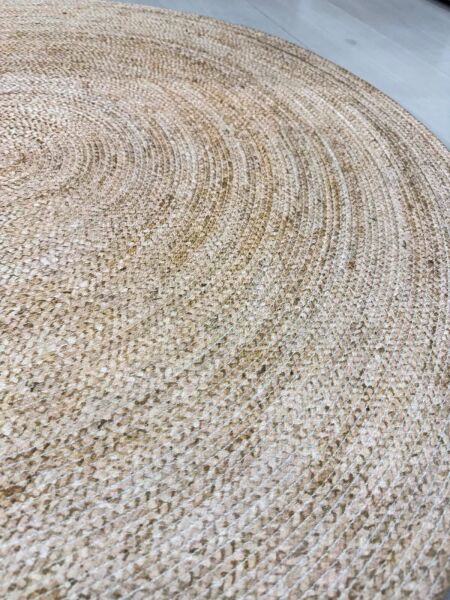 Snugh Yuvarlak Baskı Jüt Halı Makinede Yıkanabilir Çift Taraflı Doğal Good Sleep Retro Bohem Jüt Kilim