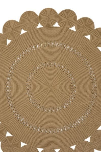 Milda 121 Kahverengi Jüt Hasırlı El Örgüsü Çift Taraflı Kilim Yuvarlak Jüt Halı
