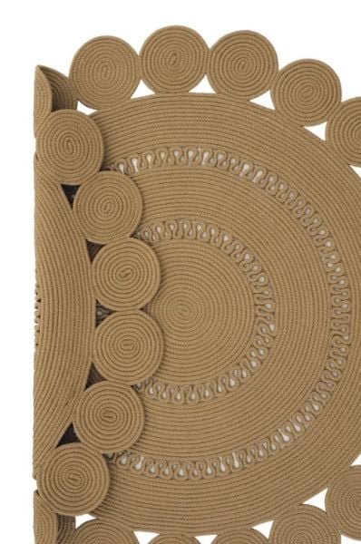 Milda 121 Kahverengi Jüt Hasırlı El Örgüsü Çift Taraflı Kilim Yuvarlak Jüt Halı