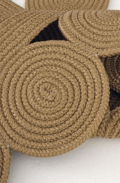 Milda 121 Kahverengi Jüt Hasırlı El Örgüsü Çift Taraflı Kilim Yuvarlak Jüt Halı