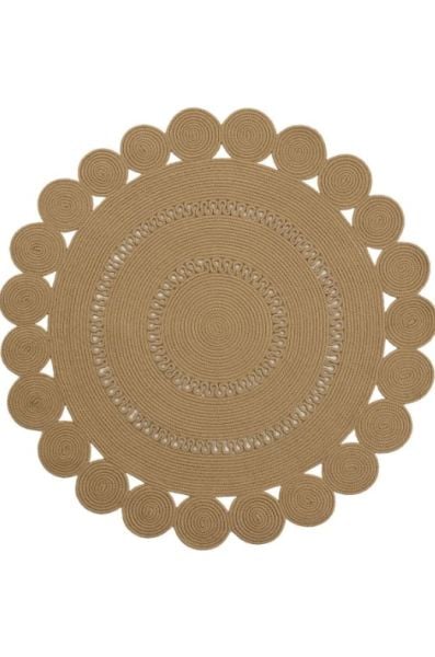 Milda 121 Kahverengi Jüt Hasırlı El Örgüsü Çift Taraflı Kilim Yuvarlak Jüt Halı