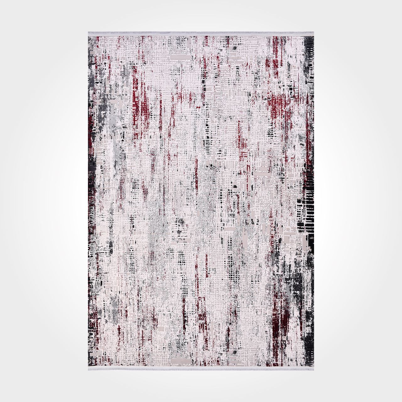 Crea Halı Stone Koleksiyonu 17131 Modern Makine Halısı Gri Kırmızı My Crea Home 160x230