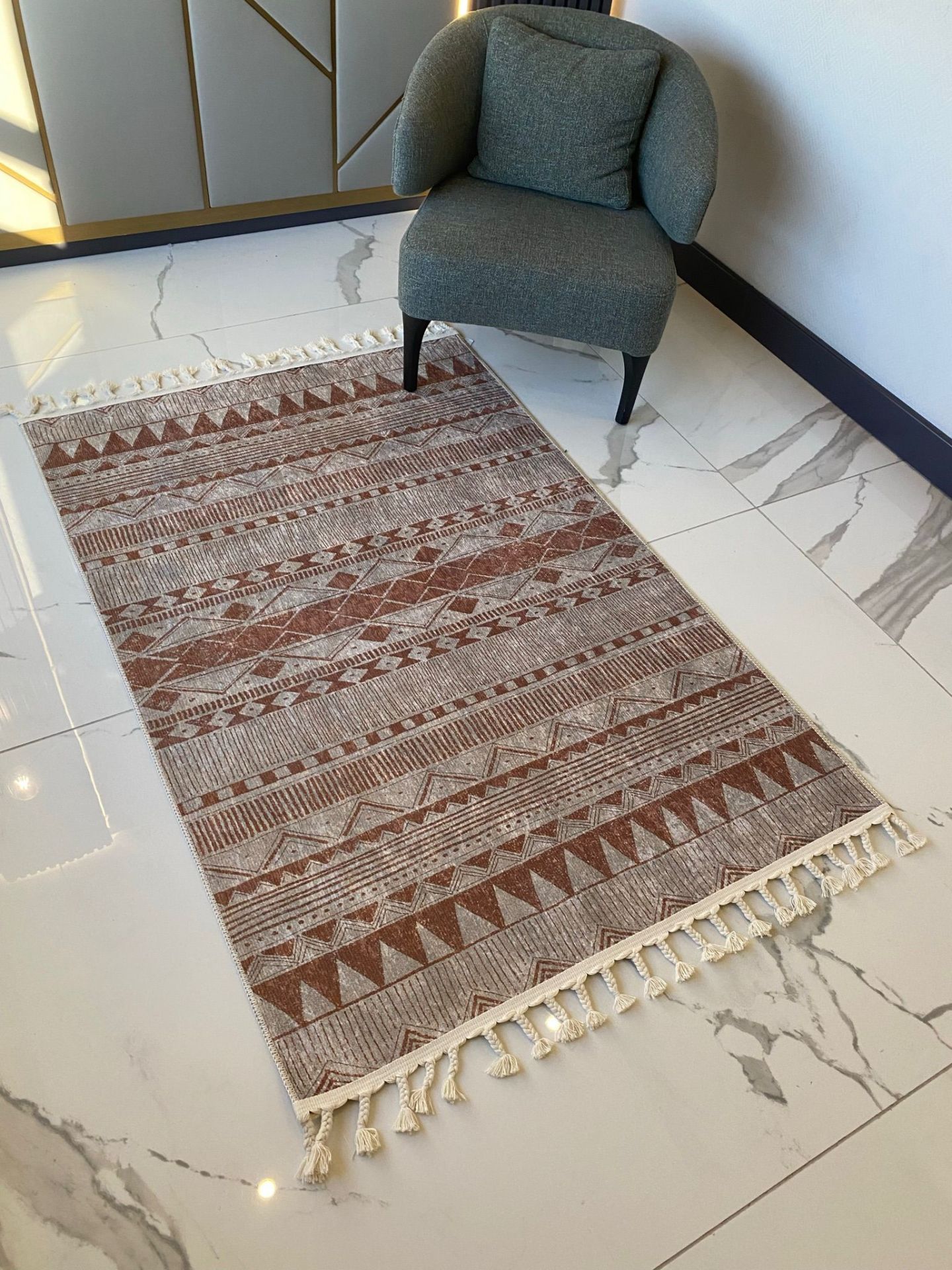 Halımax Dara Kaymaz Tabanlı Örgü Saçaklı Multi Modern Halı 199 100x300