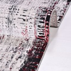 Crea Halı Stone Koleksiyonu 17131 Modern Makine Halısı Gri Kırmızı My Crea Home 200x290