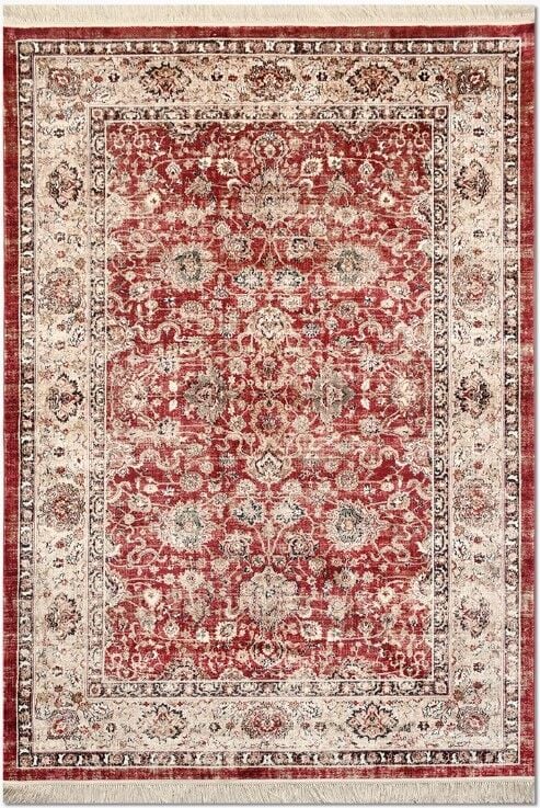 Crea Halı Albatros AE02 Vintage Eskitme Desen Yumuşak Tuşeli Etnik Dokuma Taban Kırmızı Etnik Salon Oturma Odası Halısı My Crea Home