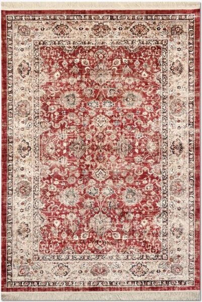 Crea Halı Albatros AE02 Vintage Eskitme Desen Yumuşak Tuşeli Etnik Dokuma Taban Kırmızı Etnik Salon Oturma Odası Halısı My Crea Home