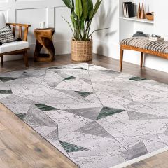 Crea Halı Stone Koleksiyonu 17136K Modern Makine Halısı Gri Yeşil My Crea Home 80x150