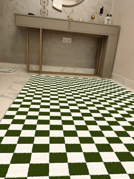 Drom Kaymaz Tabanlı Yıkanabilir Siyah Beyaz Damalı Modern Salon Koridor Mutfak Halısı