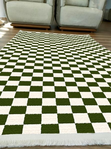 Drom Kaymaz Tabanlı Yıkanabilir Siyah Beyaz Damalı Modern Salon Koridor Mutfak Halısı