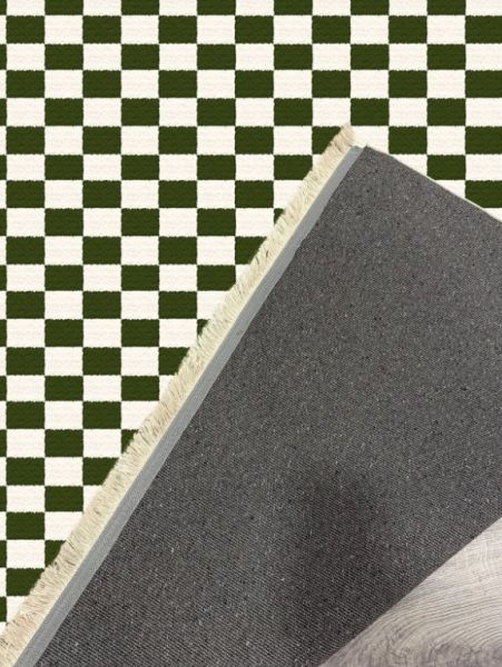 Drom Kaymaz Tabanlı Yıkanabilir Siyah Beyaz Damalı Modern Salon Koridor Mutfak Halısı