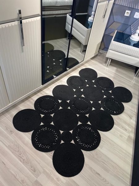 Halımax Milda 99 Jüt Kilim Hasırlı El Örgüsü Kilim Dikdörtgen Siyah Jüt Halı