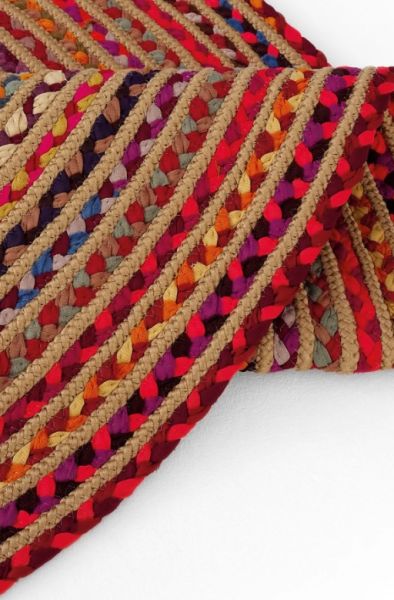 Milda 120 Multi Jüt Hasırlı El Örgüsü Çift Taraflı Kilim Renkli Oval Jüt Halı