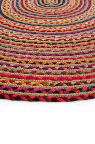 Milda 120 Multi Jüt Hasırlı El Örgüsü Çift Taraflı Kilim Renkli Oval Jüt Halı