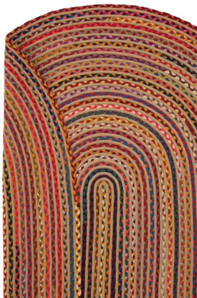 Milda 120 Multi Jüt Hasırlı El Örgüsü Çift Taraflı Kilim Renkli Oval Jüt Halı