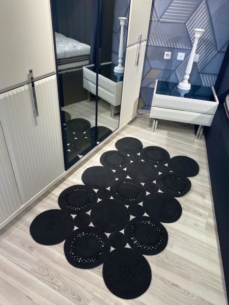 Halımax Milda 99 Jüt Kilim Hasırlı El Örgüsü Kilim Dikdörtgen Siyah Jüt Halı