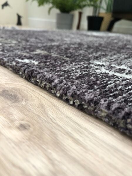 Lina Çift Taraflı %100 Pamuk Kilim Modern Yıkanabilir Şönil Kilim 10407-A Gri Antrasit Koridor Mutfak Salon Şönil Halı Çift Taraflı Yolluk