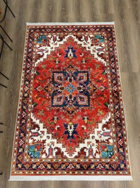 Drom Kaymaz Tabanlı Yıkanabilir Kırmızı Eskitme Salon Koridor Mutfak Halısı