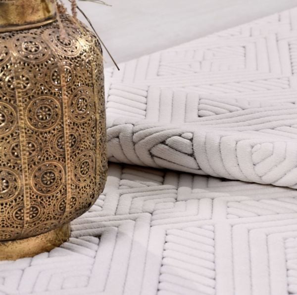 Crea Halı Havai HP07K Beyaz Ekstra Yumuşak Tuşeli Hav Toz Vermez Salon Halısı My Crea Home