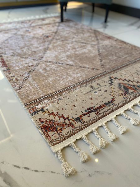 Halımax Dara Kaymaz Tabanlı Örgü Saçaklı Multi Modern Halı 205 100x150