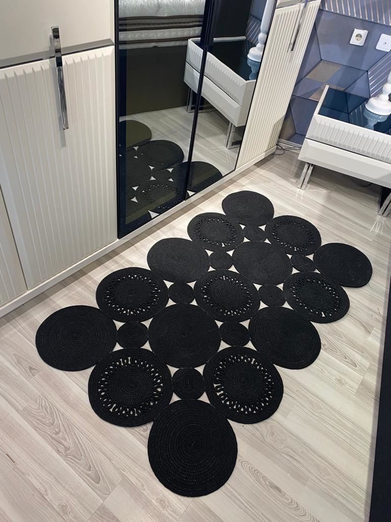 Halımax Milda 99 Jüt Kilim Hasırlı El Örgüsü Kilim Dikdörtgen Siyah Jüt Halı 100 x 150