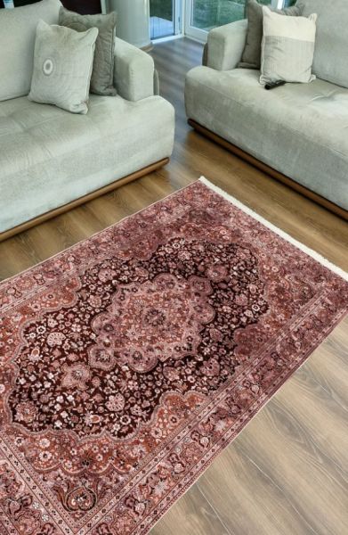 Drom Kaymaz Tabanlı Yıkanabilir Vintage Etnik Desenli Otantik Pamuk Salon Koridor Mutfak Halısı