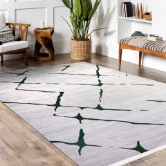 Crea Halı Stone Koleksiyonu 17138K Modern Makine Halısı Gri Yeşil My Crea home 80x300