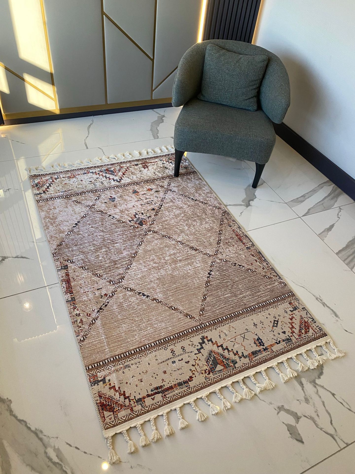 Halımax Dara Kaymaz Tabanlı Örgü Saçaklı Multi Modern Halı 205 120x180