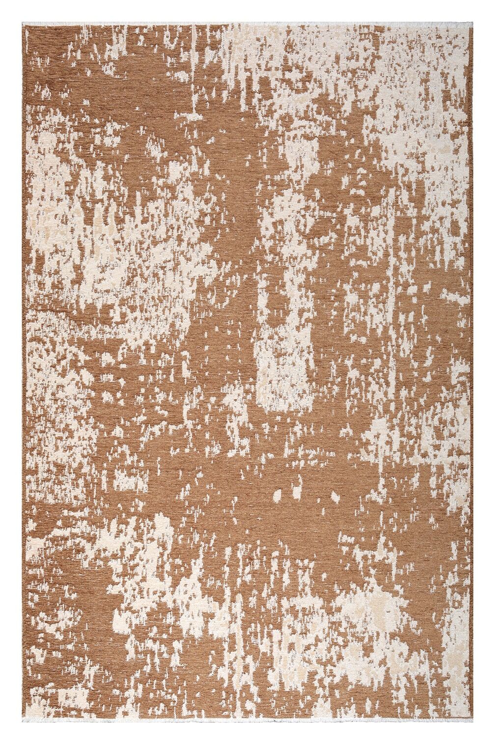 Lina Çift Taraflı %100 Pamuk Kilim Modern Yıkanabilir Şönil Kilim 10407-C Bej Kahve Koridor Mutfak Salon Şönil Halı Çift Taraflı Yolluk