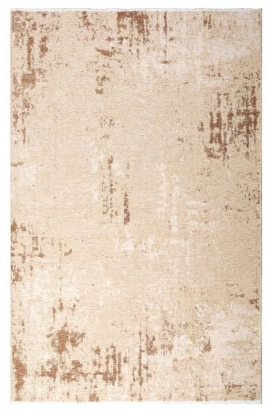 Lina Çift Taraflı %100 Pamuk Kilim Modern Yıkanabilir Şönil Kilim 10407-C Bej Kahve Koridor Mutfak Salon Şönil Halı Çift Taraflı Yolluk