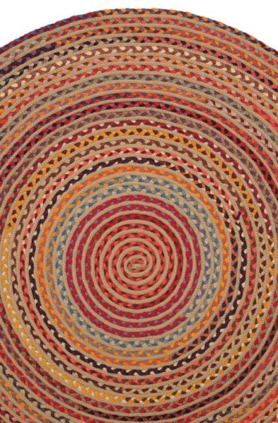 Milda 120 Multi Jüt Hasırlı El Örgüsü Çift Taraflı Kilim Renkli Yuvarlak Jüt Halı 90x90