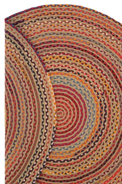 Milda 120 Multi Jüt Hasırlı El Örgüsü Çift Taraflı Kilim Renkli Yuvarlak Jüt Halı