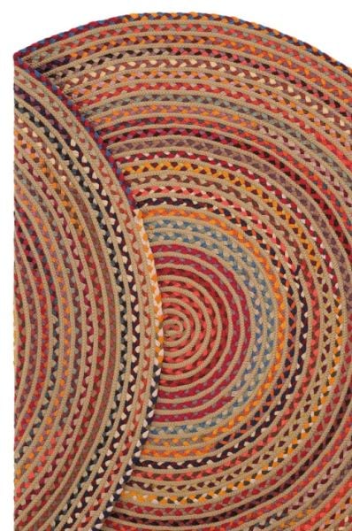 Milda 120 Multi Jüt Hasırlı El Örgüsü Çift Taraflı Kilim Renkli Yuvarlak Jüt Halı 90x90