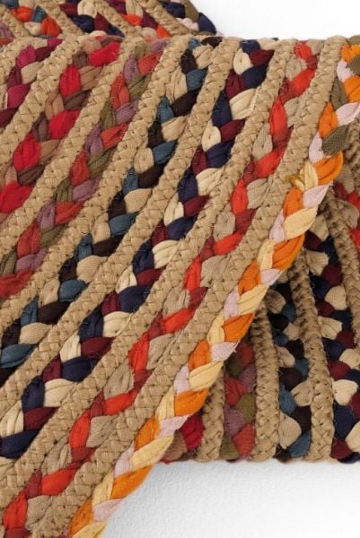 Milda 120 Multi Jüt Hasırlı El Örgüsü Çift Taraflı Kilim Renkli Yuvarlak Jüt Halı 90x90