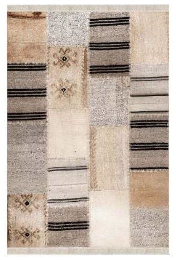 Halımax Dara 44 Yıkanabilir Kaymaz Dokuma Tabanlı Patchwork Desenli Modern Halı