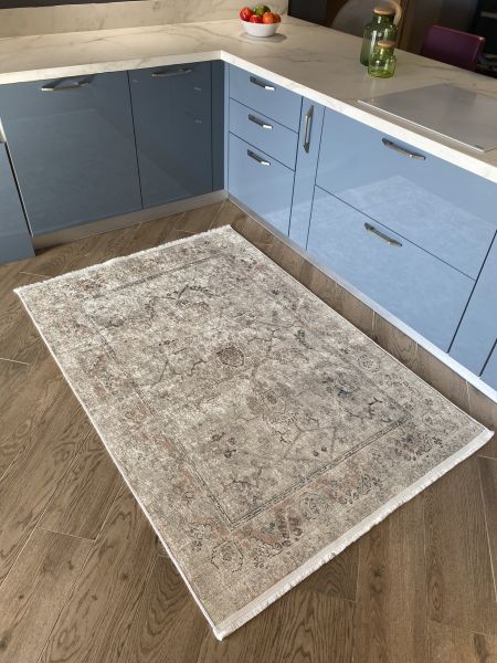 Halımax Dara 55 Krem Etnik Vintage Halı Yıkanabilir Kaymaz Taban Modern Halı | Salon, Oturma Odası Mutfak Yatak Odası ve Antre Halısı