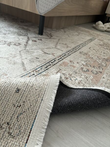Halımax Dara 55 Krem Etnik Vintage Halı Yıkanabilir Kaymaz Taban Modern Halı | Salon, Oturma Odası Mutfak Yatak Odası ve Antre Halısı