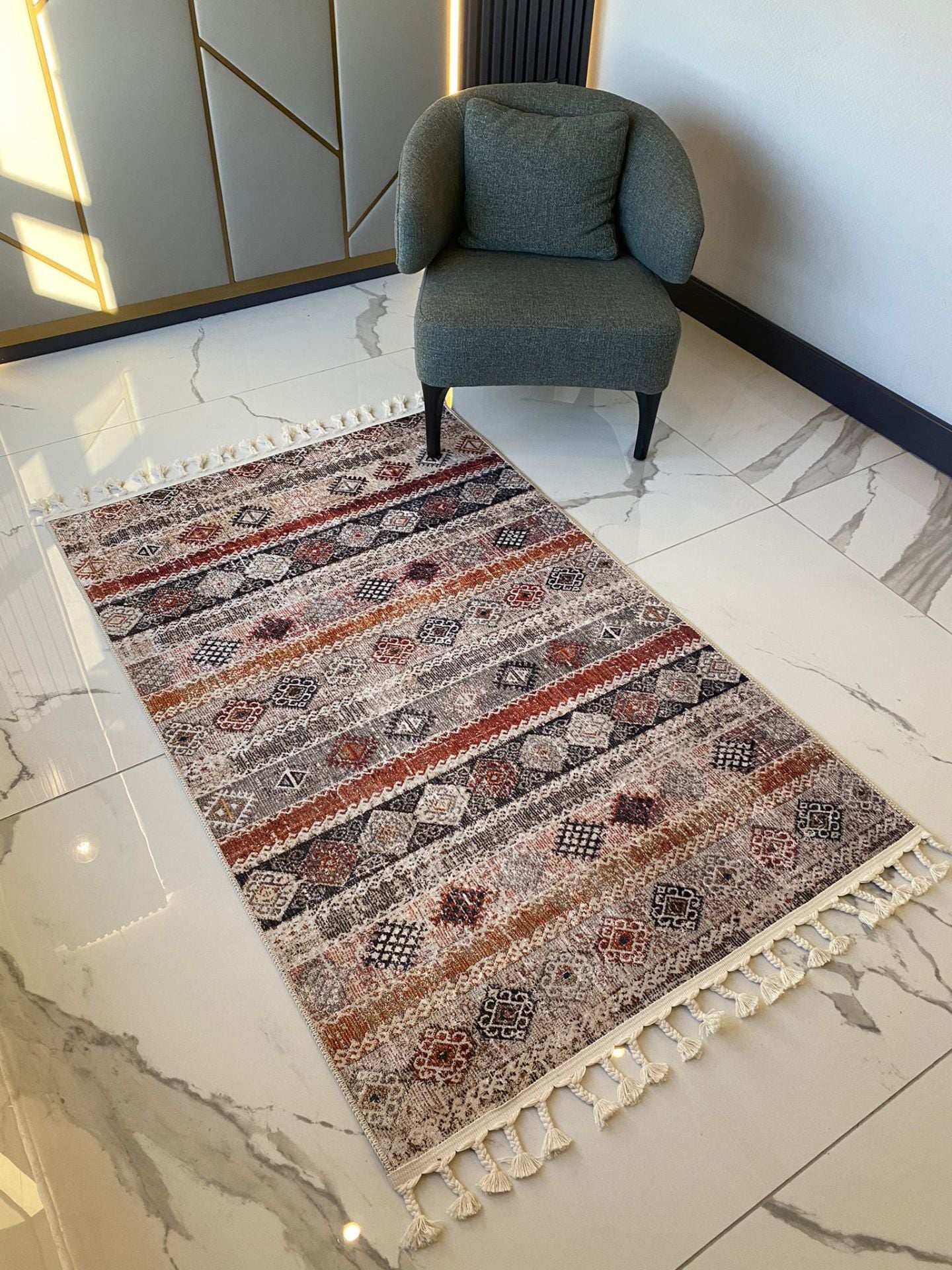 Halımax Dara Kaymaz Taban Örgü Saçaklı Multi Modern Halı 204 80x400