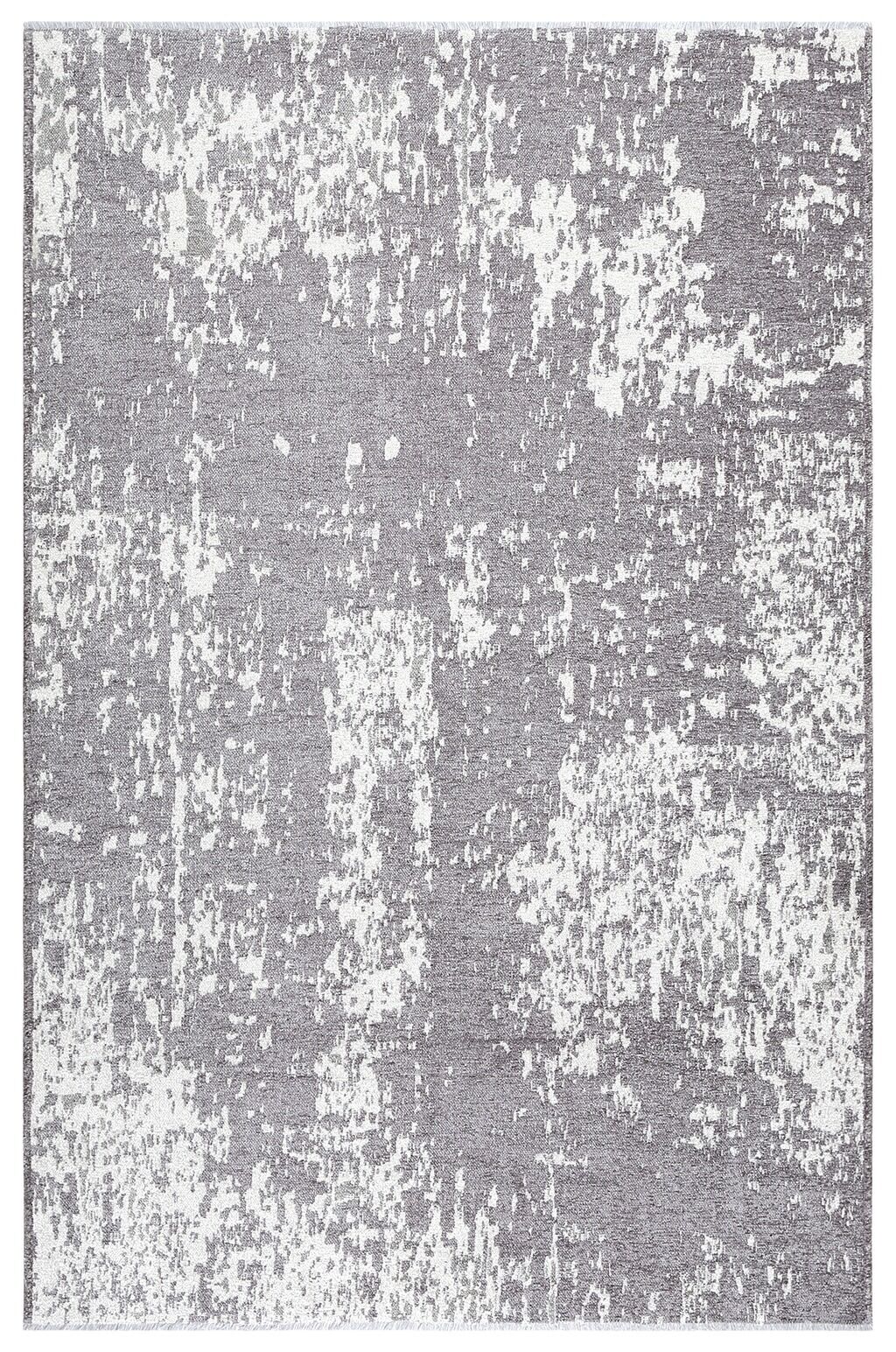 Lina Çift Taraflı %100 Pamuk Kilim Modern Yıkanabilir Şönil Kilim 10407-D Gri Krem Koridor Mutfak Salon Şönil Halı Çift Taraflı Yolluk